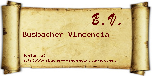 Busbacher Vincencia névjegykártya
